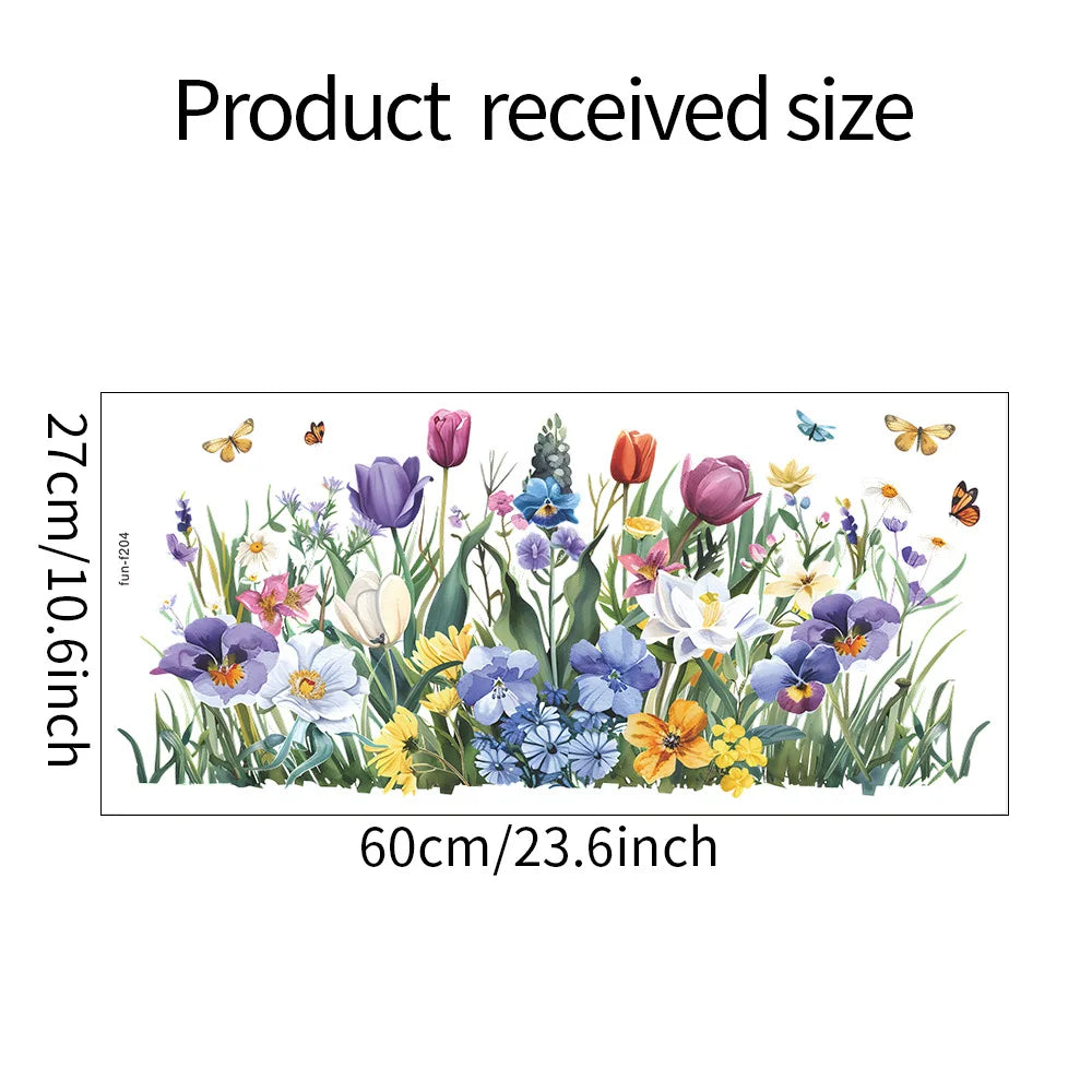 Additional view of Tulip and Butterfly Window Glass Decal | Home Decor by HomeDecorDecals.