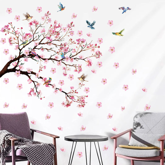 Watercolour Bird and Flower Wall Decal | Home Decor removable peel and stick wall decal by HomeDecorDecals.