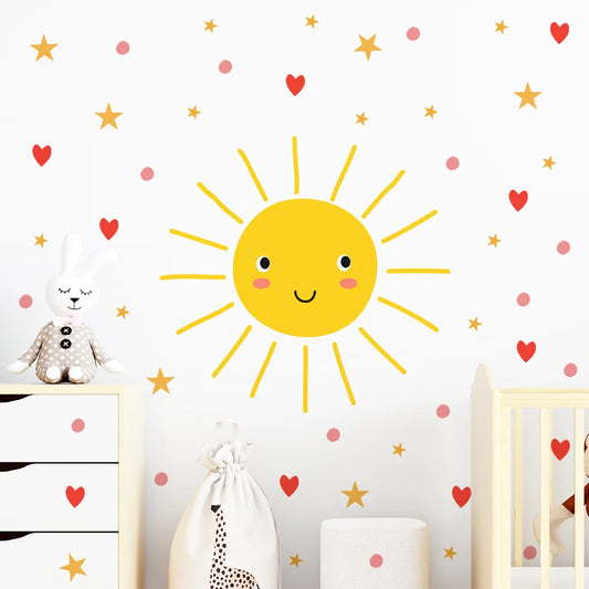 Cartoon Smile Sun Wall Decal | Home Decor removable peel and stick wall decal by HomeDecorDecals.