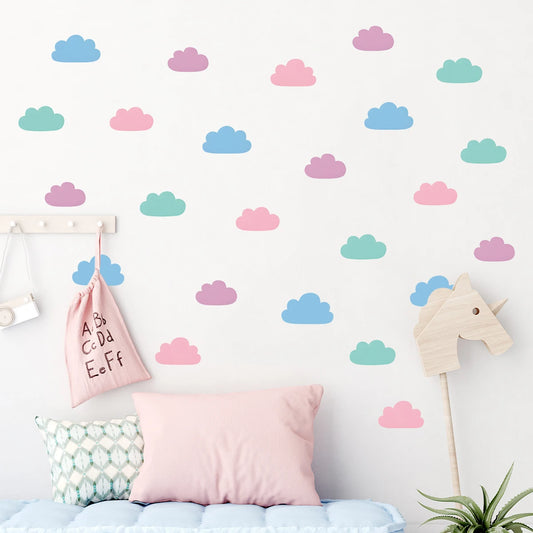 Cartoon Colourful Cloud Wall Decal | Kids Room Decor removable peel and stick wall decal by HomeDecorDecals.