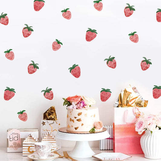 Pink Strawberry Wall Decal | Home Decor removable peel and stick wall decal by HomeDecorDecals.