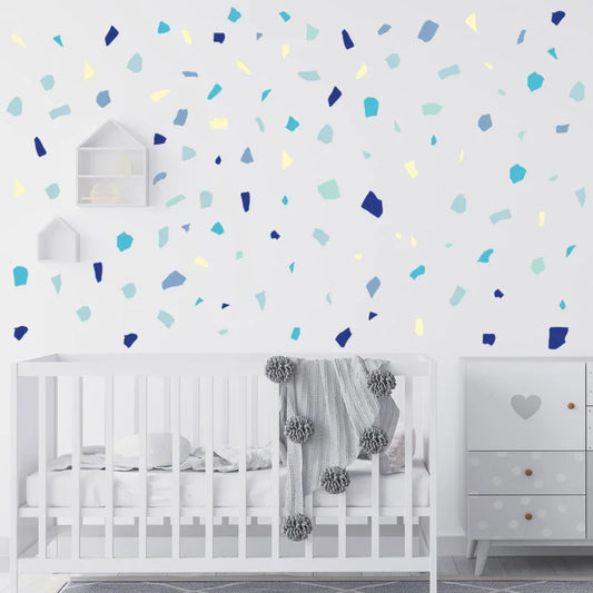 Blue Terrazzo Pattern Marble Shape Wall Decal | Home Decor removable peel and stick wall decal by HomeDecorDecals.