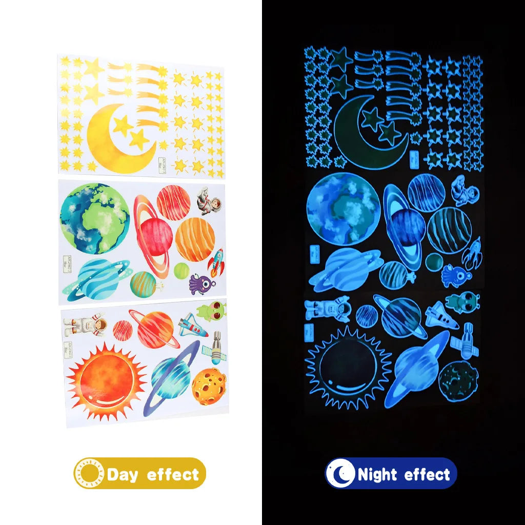 Luminous Moon Stars Wall Stickers for Kids Room Bedroom Decor Glow in The Dark Earth Wall Decals Noctilucent Stickers Home Decor-HomeDecorDecals_com
