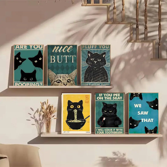 Black Cat Poster Decal | Home Decor wall art print by HomeDecorDecals.