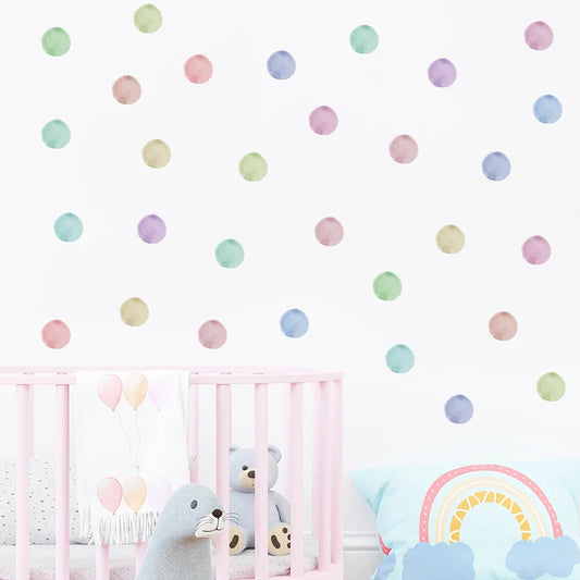 Multi Colour Polka Dots Circle Wall Decal | Home Decor removable peel and stick wall decal by HomeDecorDecals.