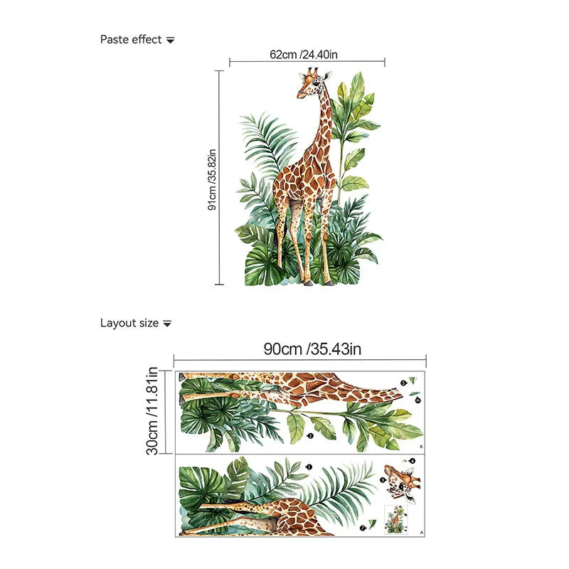 Additional view of Giraffe and Greenery Wall Decal | Home Decor by HomeDecorDecals.