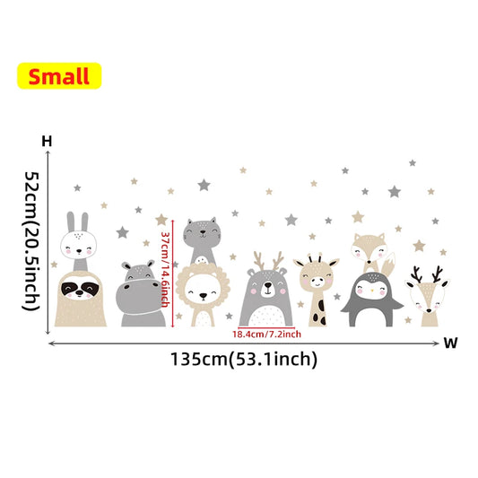 Cartoon Forest Animals Wall Decal | Kids Room Decor removable peel and stick wall decal by HomeDecorDecals.