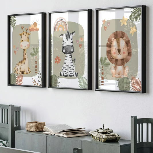 Giraffe Lion and Zebra Animals Canvas Posters | Home Decor wall art print by HomeDecorDecals.