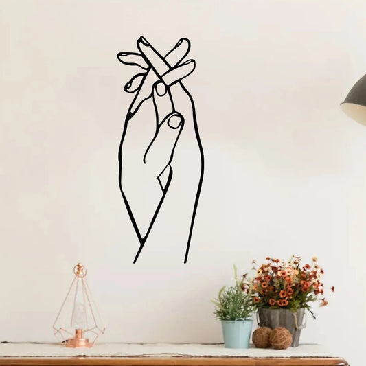 Clench Both Hands Line Art Wall Decal | Home Decor removable peel and stick wall decal by HomeDecorDecals.