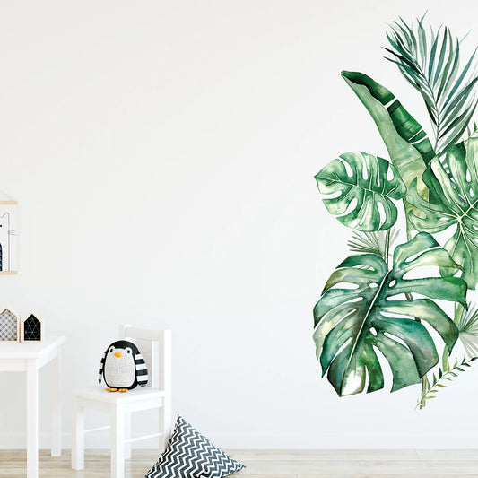 Tropical Turtle and Leaf Wall Decal | Home Decor removable peel and stick wall decal by HomeDecorDecals.