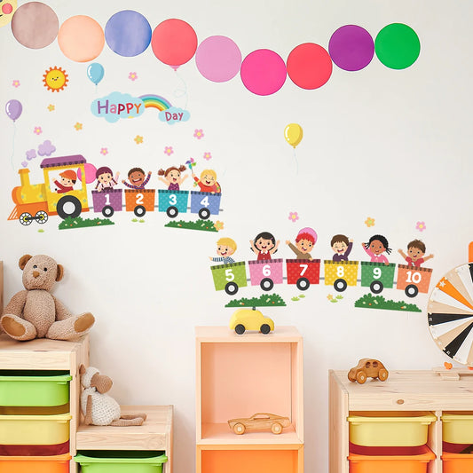 Cartoon Characters Train Wall Decal | Kids Room Decor removable peel and stick wall decal by HomeDecorDecals.