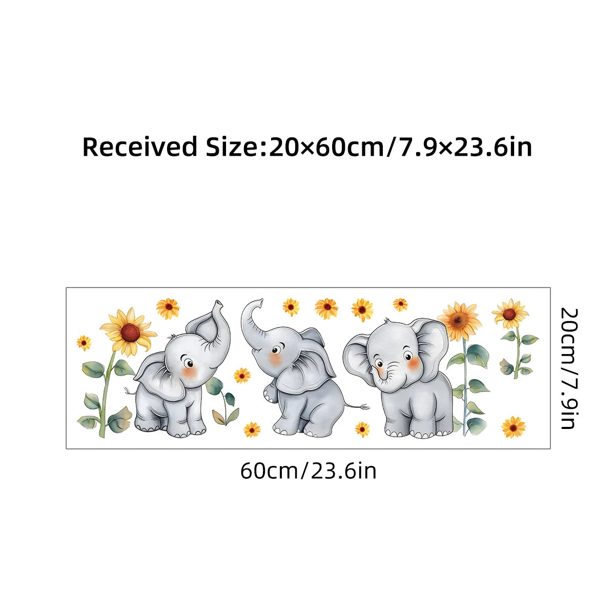1pcs Cartoon Sunflower Cute Elephant Pattern Wall Stickers for Kids Room Bedroom Decoration Wall Decals Home Decor Nursery-HomeDecorDecals_com