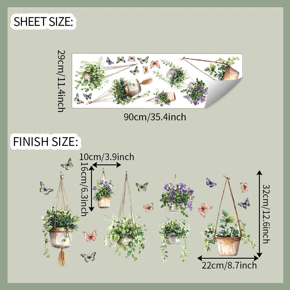 Additional view of Potted Plants and Butterfly Wall Decal | Home Decor by HomeDecorDecals.