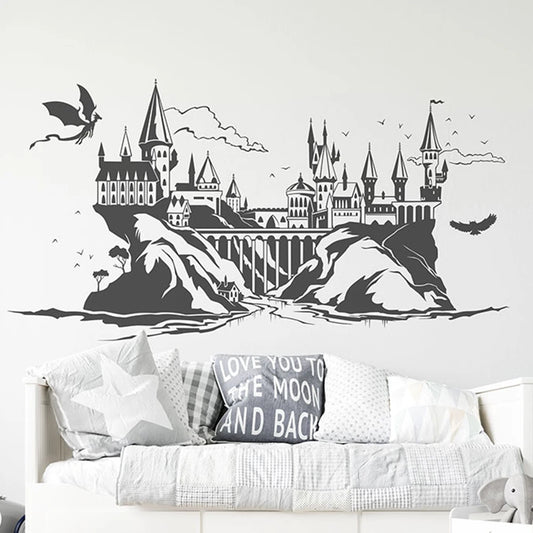 Enchanted Castle Landscape Wall Decal | Home Decor removable peel and stick wall decal by HomeDecorDecals.