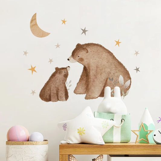 Cartoon Bear Duck and Bee Watercolour Wall Decal | Kids Room Decor removable peel and stick wall decal by HomeDecorDecals.
