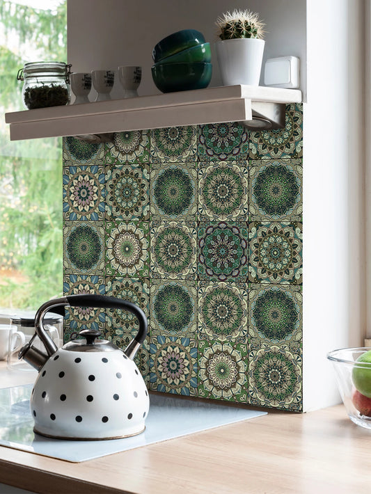 Green Mandala Kitchen Wall Decal | Home Decor removable peel and stick wall decal by HomeDecorDecals.