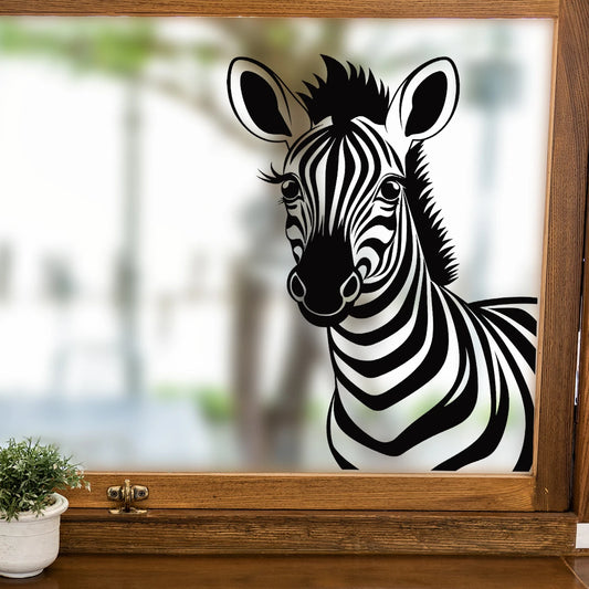 Zebra Silhouette Window Decal | Room Decor removable peel and stick wall decal by HomeDecorDecals.