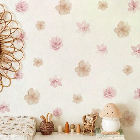 Boho Cartoon Flowers Wall Decal | Home Decor removable peel and stick wall decal by HomeDecorDecals.