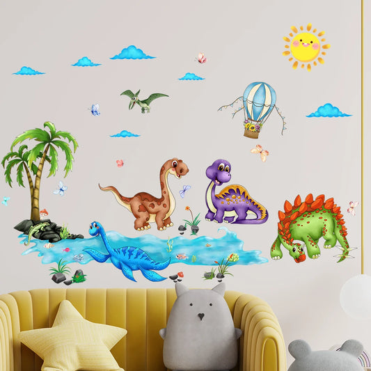 Cartoon Dinosaur Park Wall Decal | Kids Room Decor removable peel and stick wall decal by HomeDecorDecals.