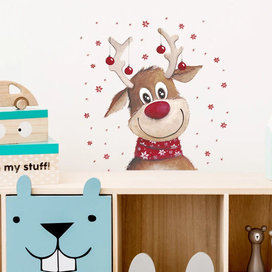 Christmas Smiling Reindeer Wall Decal | Home Decor christmas wall decal by HomeDecorDecals.