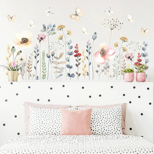 Boho Watercolour Flower Wall Decal | Home Decor removable peel and stick wall decal by HomeDecorDecals.