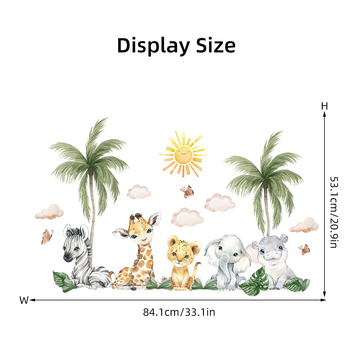 African Safari Wall Stickers Lion, Elephant and Giraffe-HomeDecorDecals_com