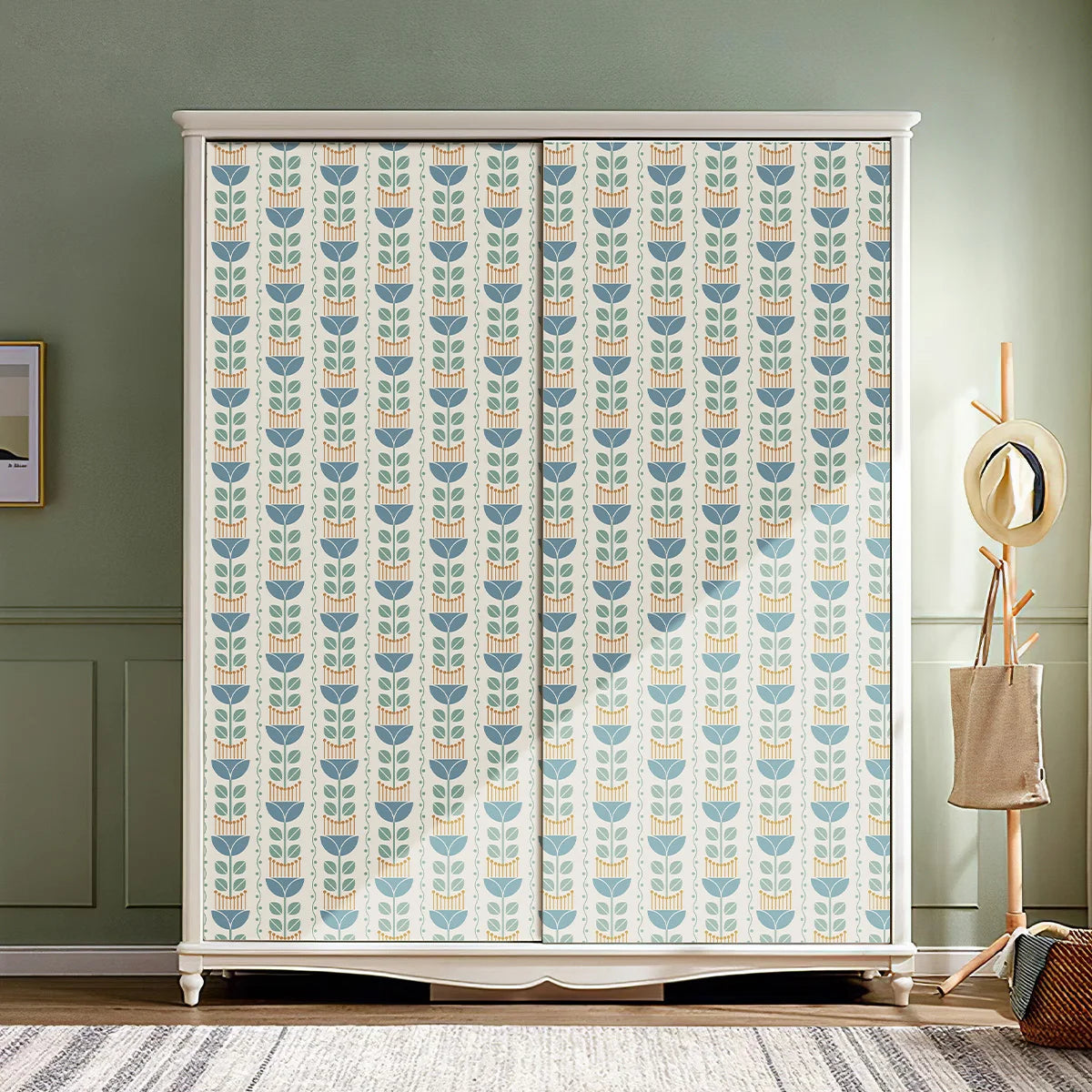 Additional view of Fresh Blue Bohemian Floral Wall Decal | Home Decor by HomeDecorDecals.