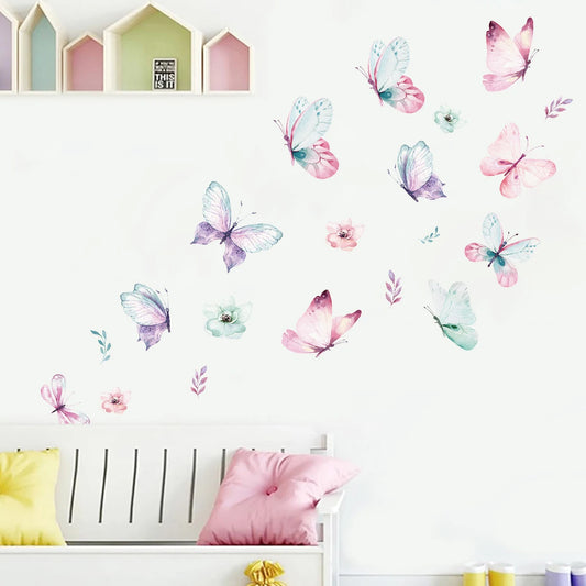 Watercolour Butterflies Wall Decal | Kids Room Decor removable peel and stick wall decal by HomeDecorDecals.