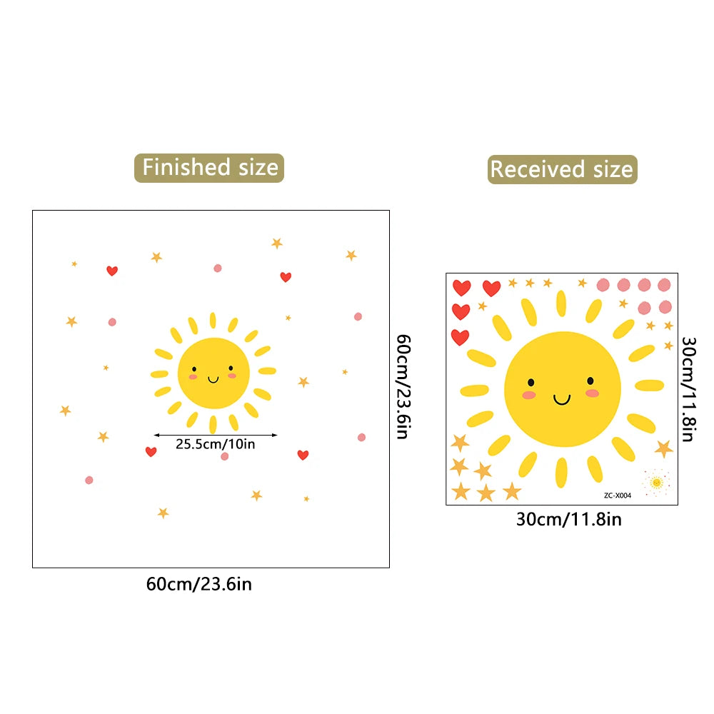 Close-up view of Cartoon Smile Sun Wall Decal | Home Decor by HomeDecorDecals.