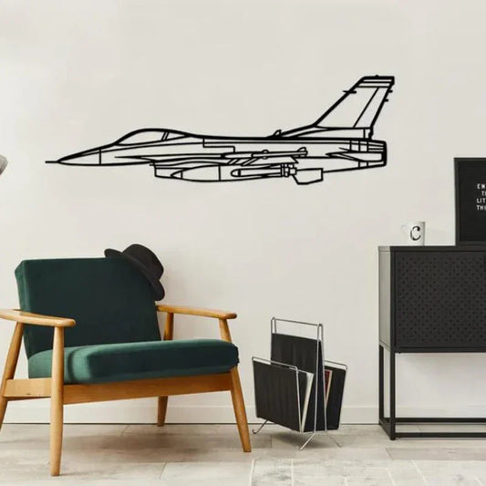 F-16 Fighting Falcon Silhouette Wall Decal | Home Decor removable peel and stick wall decal by HomeDecorDecals.