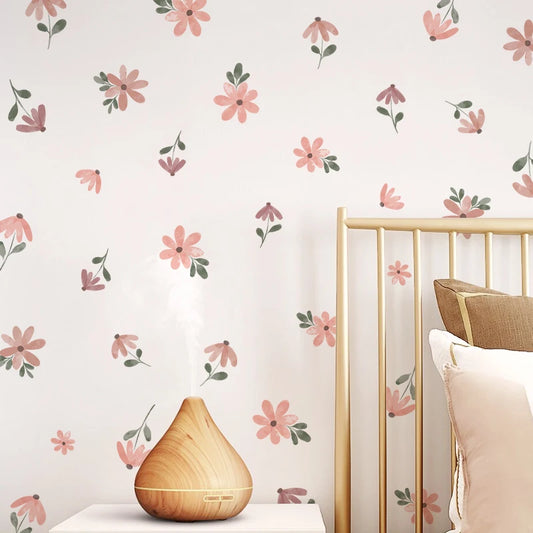 Trendy Boho Style Flowers Wall Decal | Home Decor removable peel and stick wall decal by HomeDecorDecals.