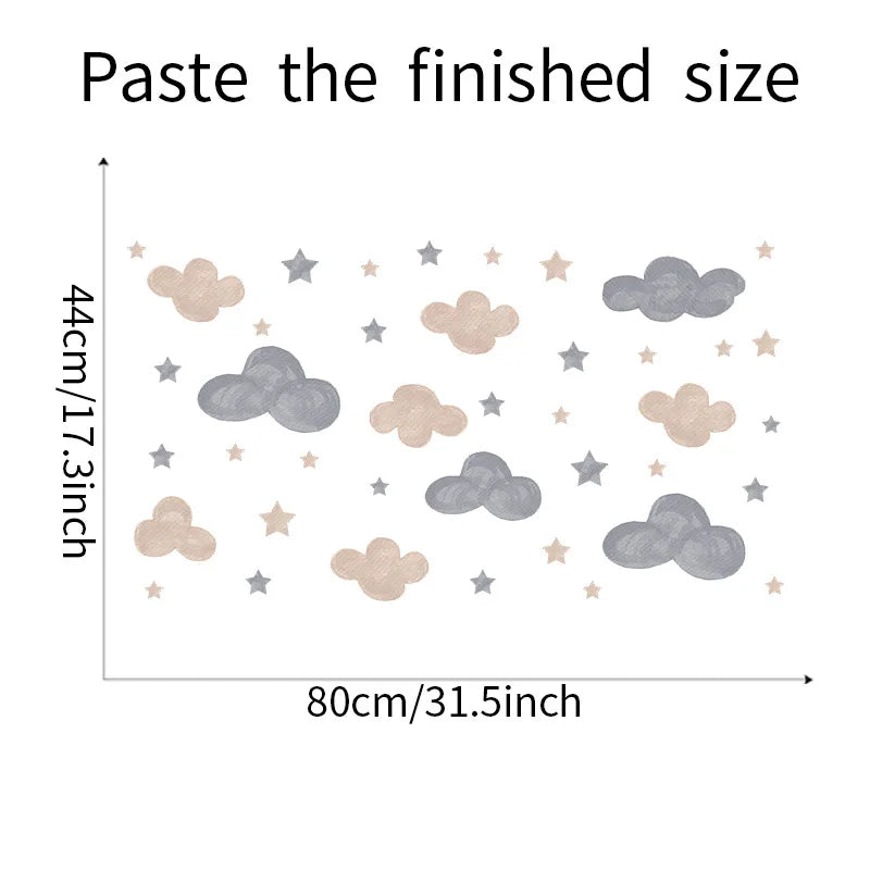 Cloud Stars Removable Wall Stickers for Kids Room Decor Art Nursery Baby Bedroom PVC Decals Self-adhesive DIY Posters Home Mural-HomeDecorDecals_com