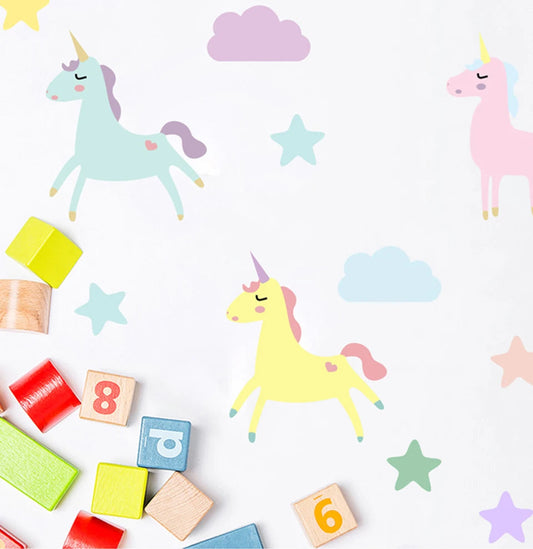 Boho Cartoon Unicorn Wall Decal | Home Decor removable peel and stick wall decal by HomeDecorDecals.