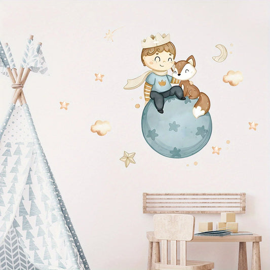 Prince Fox Balloon Wall Decal | Kids Room Decor removable peel and stick wall decal by HomeDecorDecals.