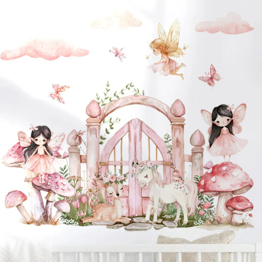 Elf Princess Mushroom House Wall Decal | Kids Room Decor removable peel and stick wall decal by HomeDecorDecals.