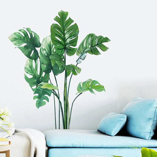 Tropical Green Plant Wall Decal | Home Decor removable peel and stick wall decal by HomeDecorDecals.