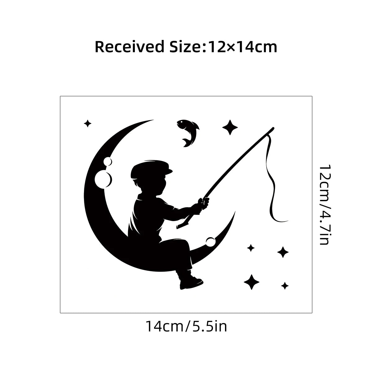 Additional view of Moon Fishing Silhouette Wall Decal | Room Decor by HomeDecorDecals.