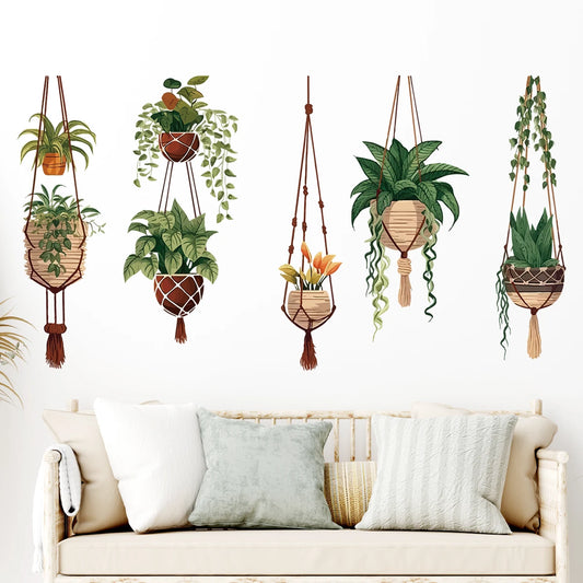 Watercolour Potted Plant Botanical Wall Decal | Home Decor removable peel and stick wall decal by HomeDecorDecals.