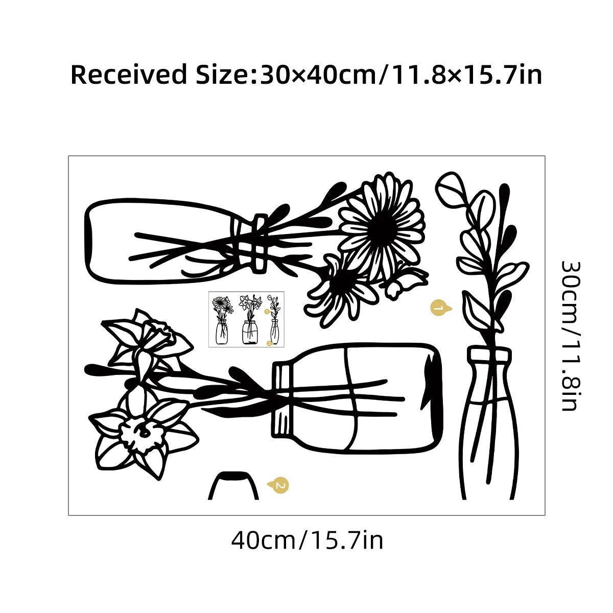 Additional view of Line Flower Vase Pattern Wall Decal | Home Decor by HomeDecorDecals.