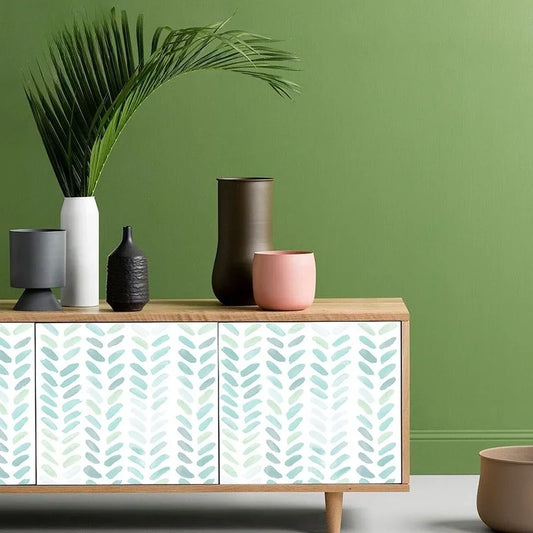 Green White Leaves Wallpaper | Home Decor removable peel and stick wall decal by HomeDecorDecals.