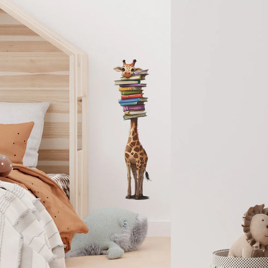 Cartoon Giraffe Book Wall Decal | Room Decor removable peel and stick wall decal by HomeDecorDecals.