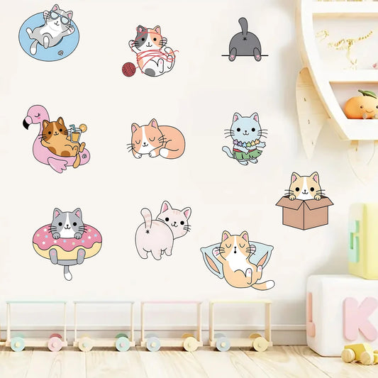 Playing Cat Wall Decal | Kids Room Decor removable peel and stick wall decal by HomeDecorDecals.
