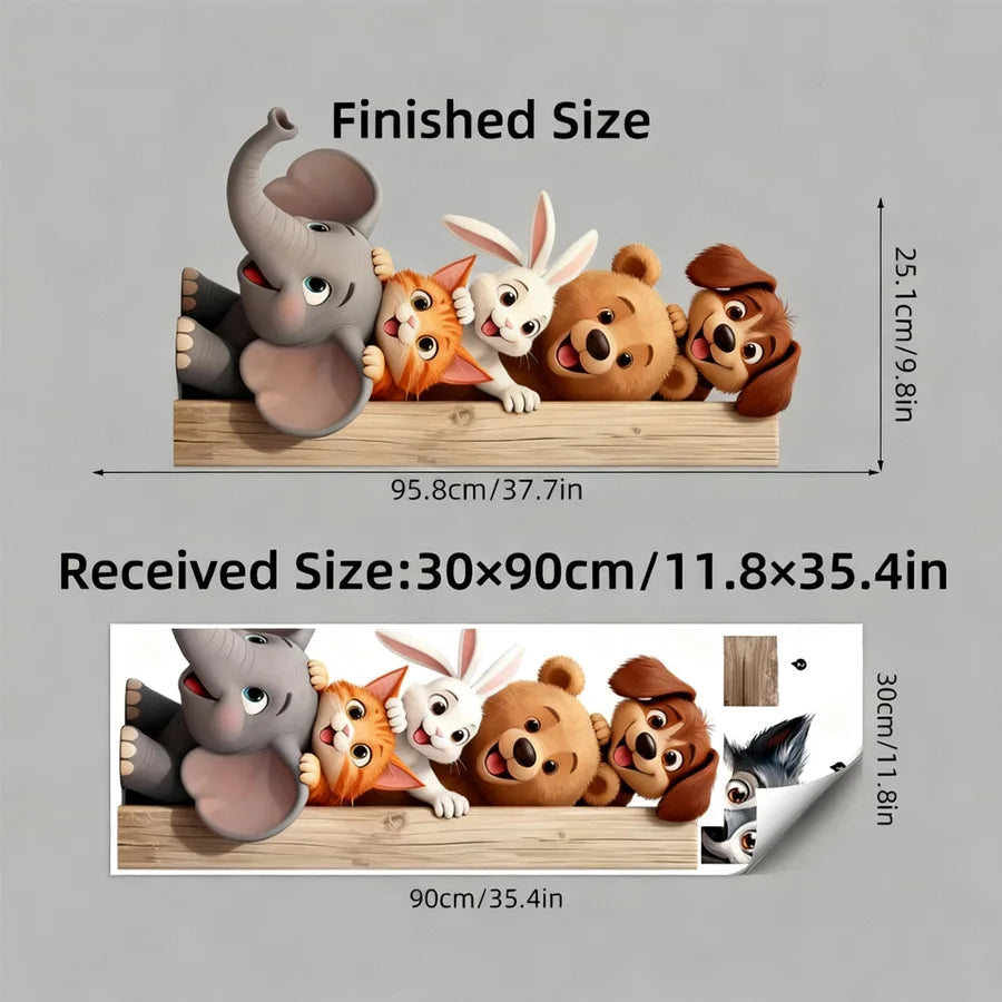 Funny Animal Wall Stickers With Horse Bear Dog And Wolf, Removable Self-Adhesive Animal Door Decals For Bedroom Hallway Decor-HomeDecorDecals_com