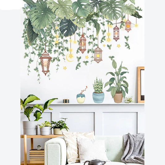 Tropical Green Leaves Wall Decal | Home Decor removable peel and stick wall decal by HomeDecorDecals.