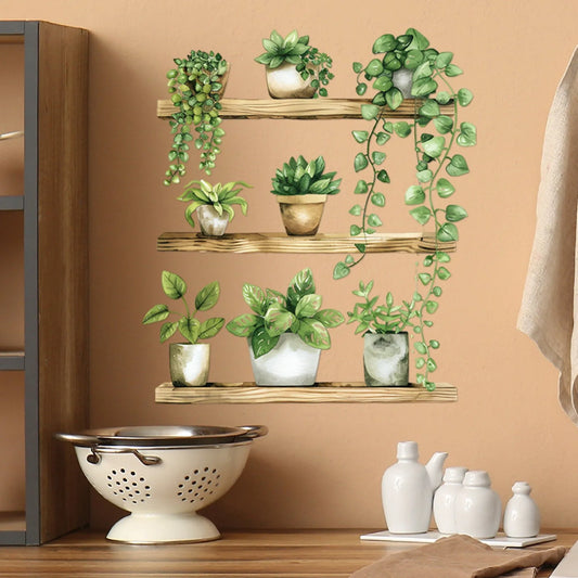 Watercolour Potted Plant Wall Sticker | Home Decor removable peel and stick wall decal by HomeDecorDecals.