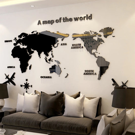3D Acrylic World Map Wall Decal | Home Decor by HomeDecorDecals.