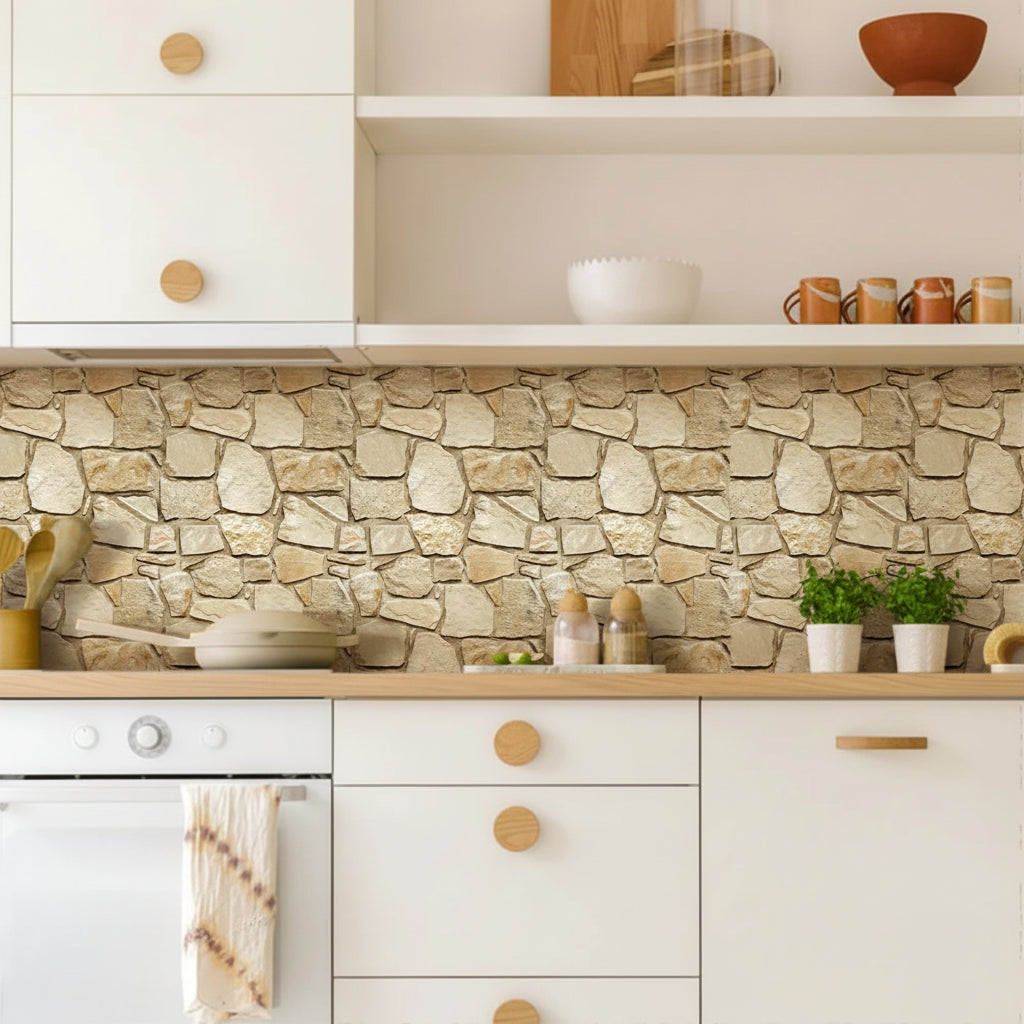 3D Faux Stone Textures Matte Tile Wall Decal | Home Decor removable peel and stick wall decal by HomeDecorDecals.