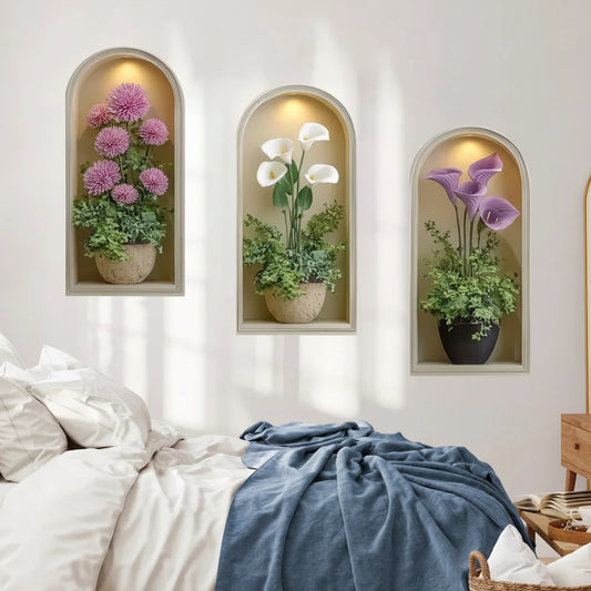 3D Realistic Potted Plants Wall Decal | Home Decor by HomeDecorDecals.