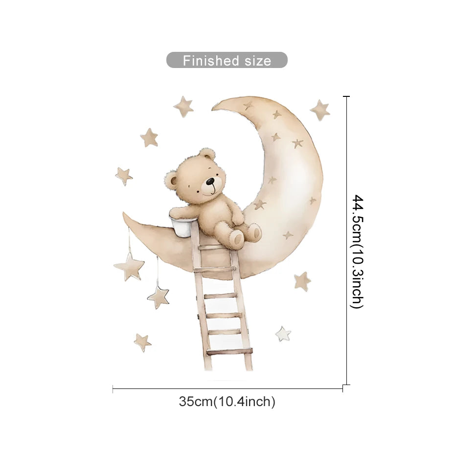 Additional view of Bear Star and Moon Wall Decal | Kids Room Decor by HomeDecorDecals.