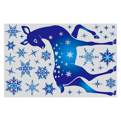 Additional view of Christmas Blue Snowflake and Elk Window Decal | Home Decor by HomeDecorDecals.